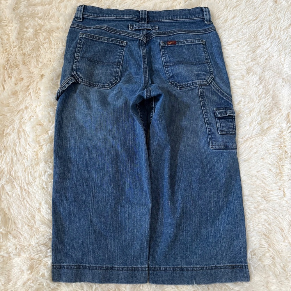 Lee Carpenter Jeans Womens 8M Medium Wash Denim Wide Leg Utility Pants